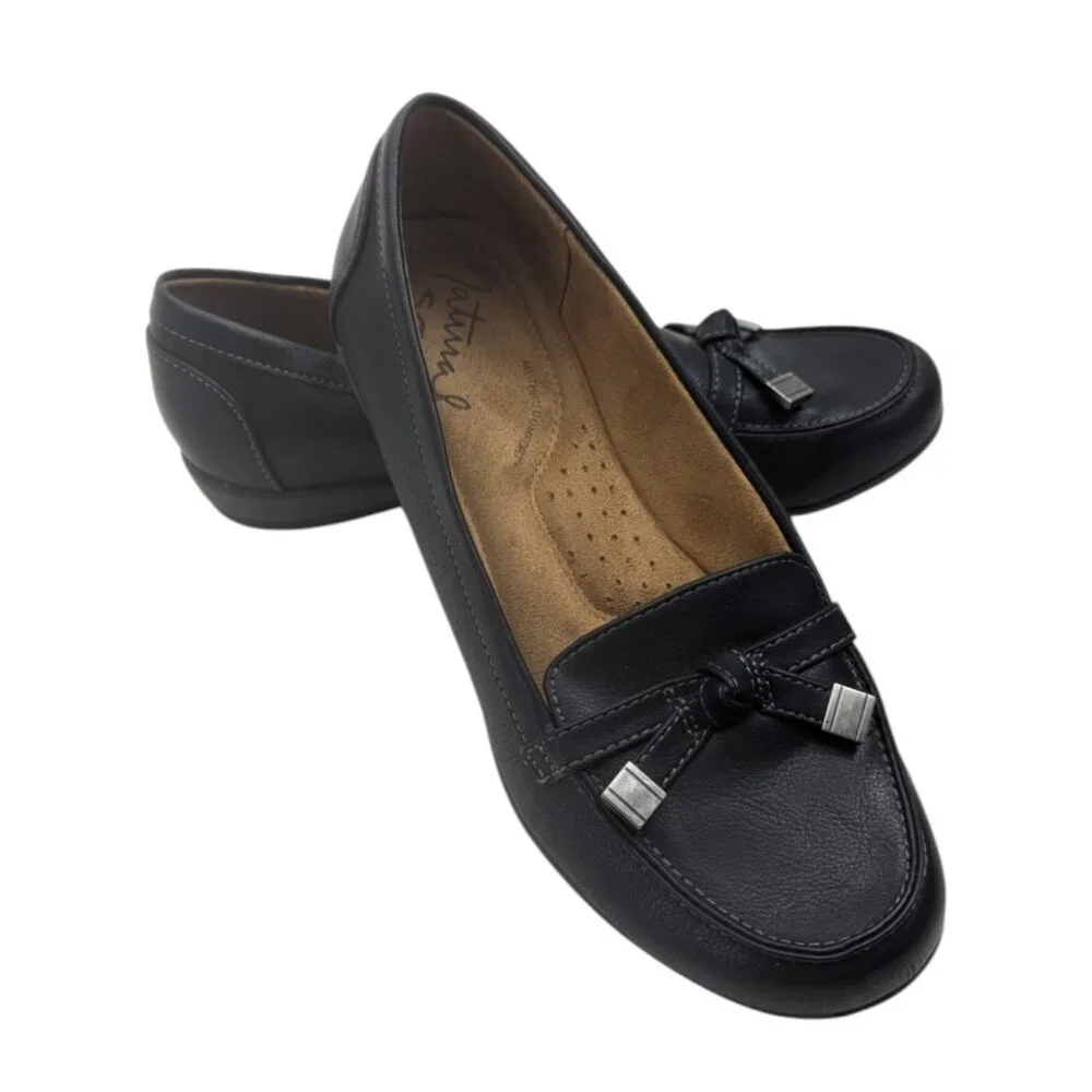 Natural Soul Black Loafers Comfort Flats Women's Size 6.5
